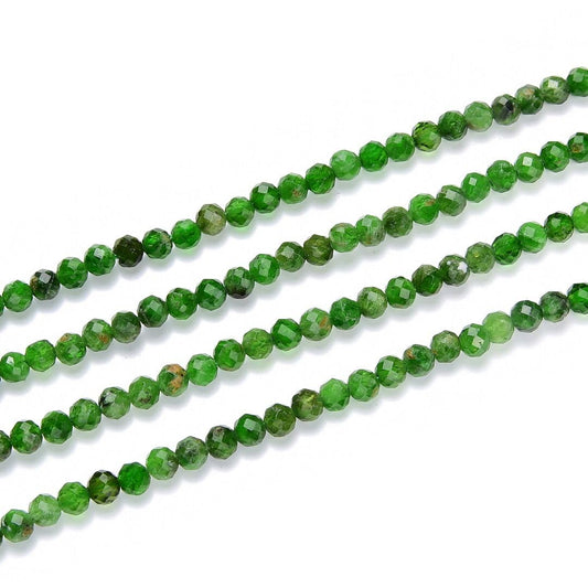 Adabele 15 Inch Natural Green Diopside Healing Gemstone 4mm (0.16 Inch) Tiny Small Faceted Round Loose Beads Stone Spacer (95-105pcs) for Craft Jewelry Making GK4-24