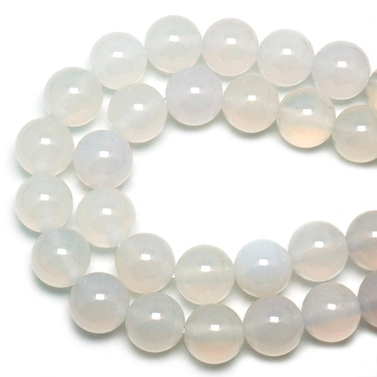 DIQIO Natural Stone Beads for Jewelry Making - 6mm Gemstone Round Loose Beads for Bracelets(58-60pcs, White Agate)
