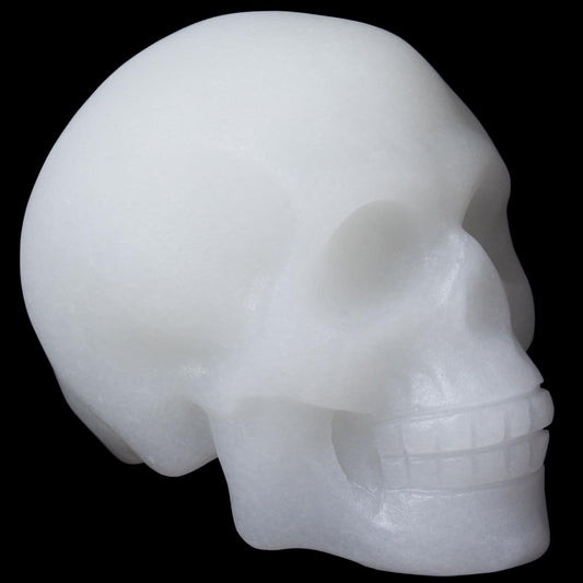 Hguxmcu White Jade Crystal Skull, 1.4 Inch Miniature Hand Carved Reiki Healing Pocket Stone, Small Collectible Skull Figurine for Altar Home Office Decor, Crystal Statue Meditation Gift for Men Women