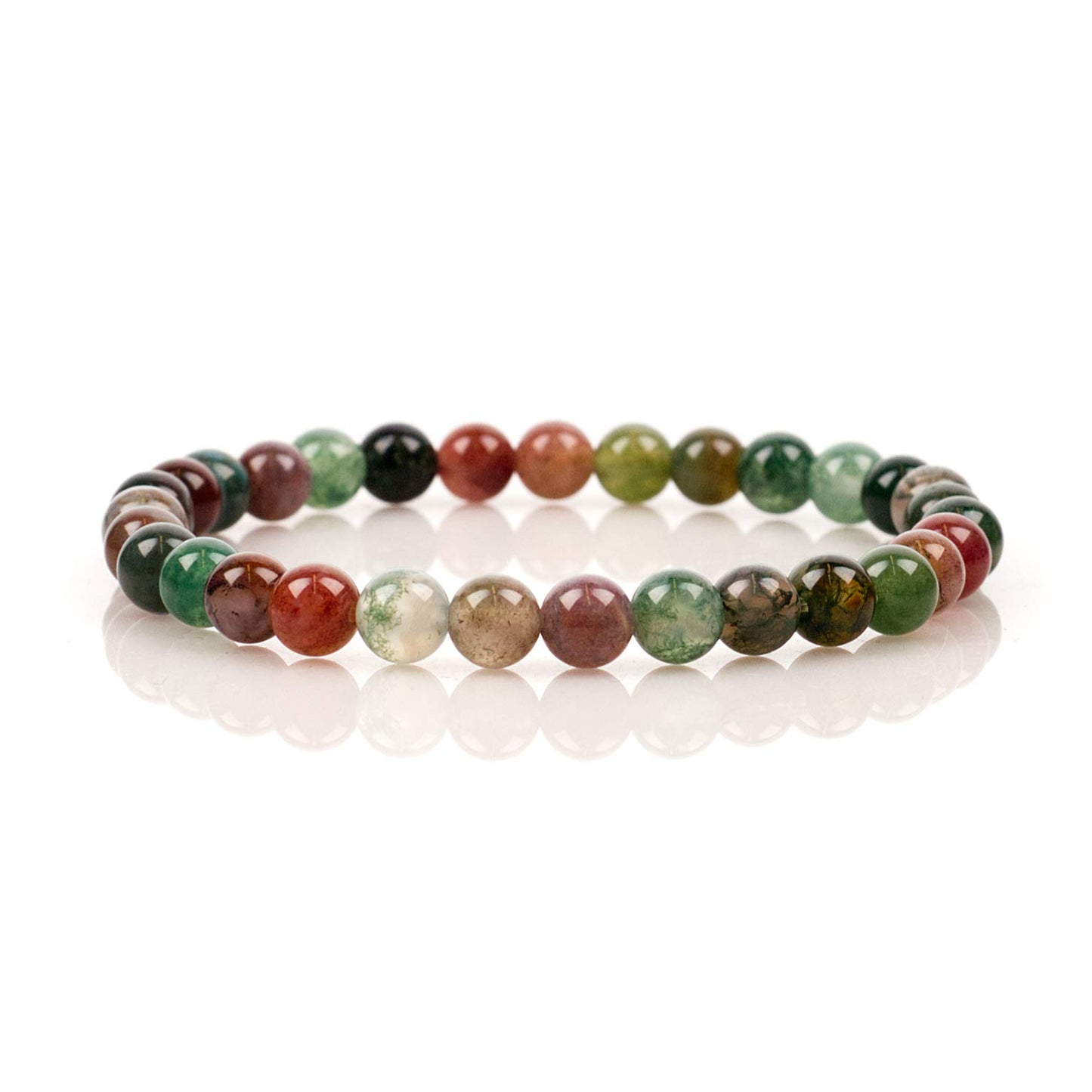 Cherry Tree Collection - Small, Medium, Large Sizes - Gemstone Beaded Bracelets For Women and Men - 6mm Round Beads (Indian Agate - Medium)