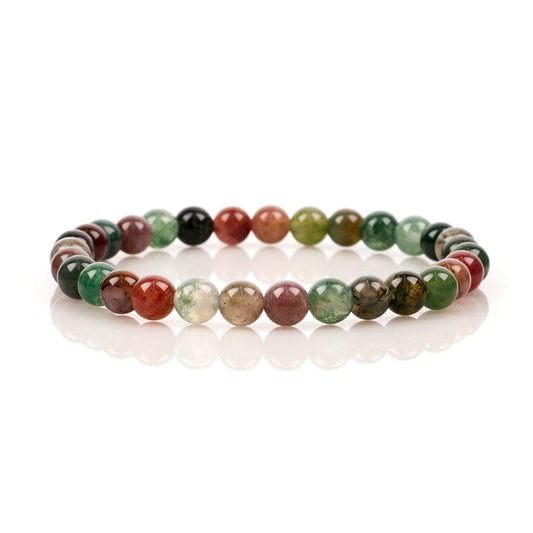 Cherry Tree Collection - Small, Medium, Large Sizes - Gemstone Beaded Bracelets For Women and Men - 6mm Round Beads (Indian Agate - Medium)