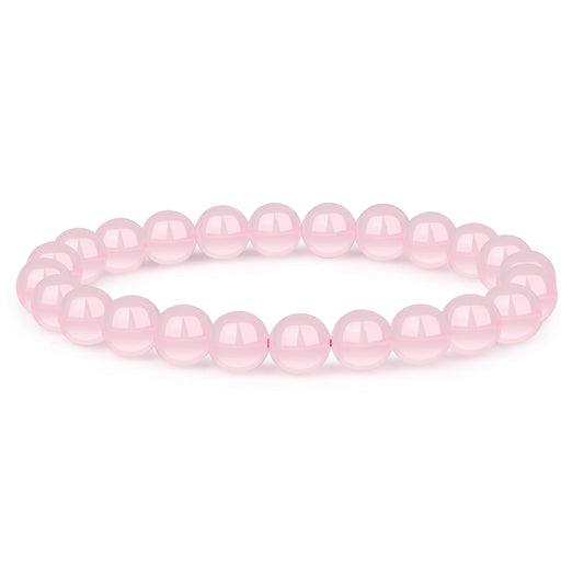 Crystal Vibe Rose Quartz Crystal Bracelet - 8mm Stretchable Rose Quartz Bead Bracelet for Women & Men