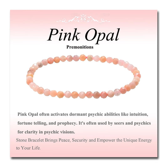 MASSIVE BEADS Natural Genuine Gemstone Beads Healing Crystal Chakra Reiki Jewelry Faceted Round Beads Bracelets (Pink Opal, 3mm)
