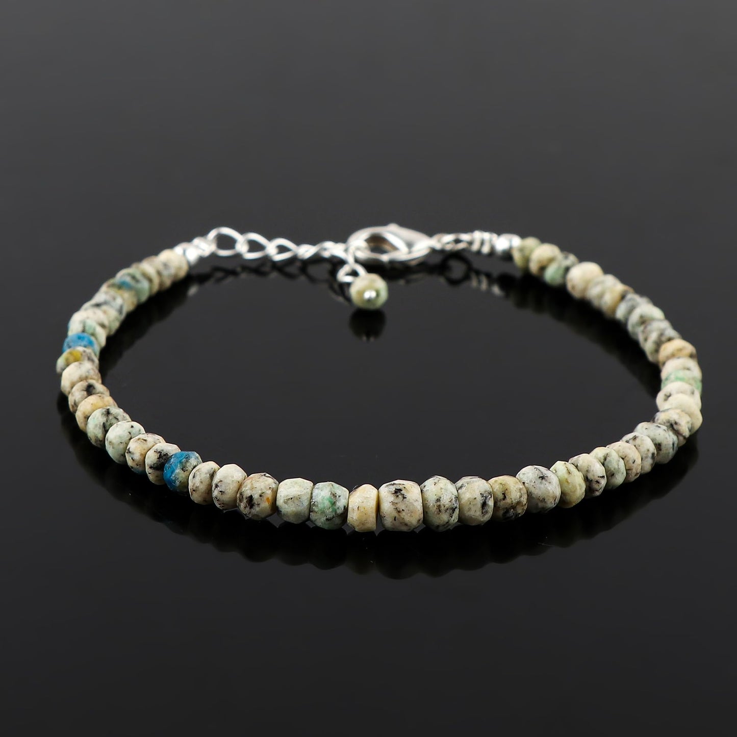 CRYSTALINES Natural K2 Jasper Gemstones Beads Dainty Bracelets, Handmade, Beaded Crystals Jewelry, Women Bracelet, Jasper Stones, Silver Plated, Adjustable Chain-7+1inch, AAA Grade