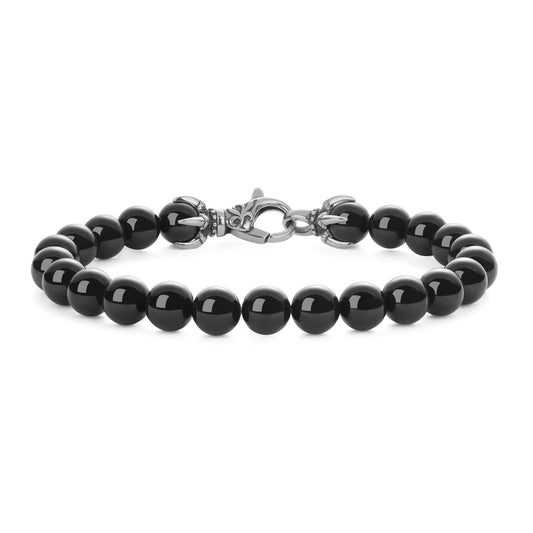 GAVU Crystal Beaded Bracelet for Men, 8mm Black Tourmaline Bracelet for Men 9"