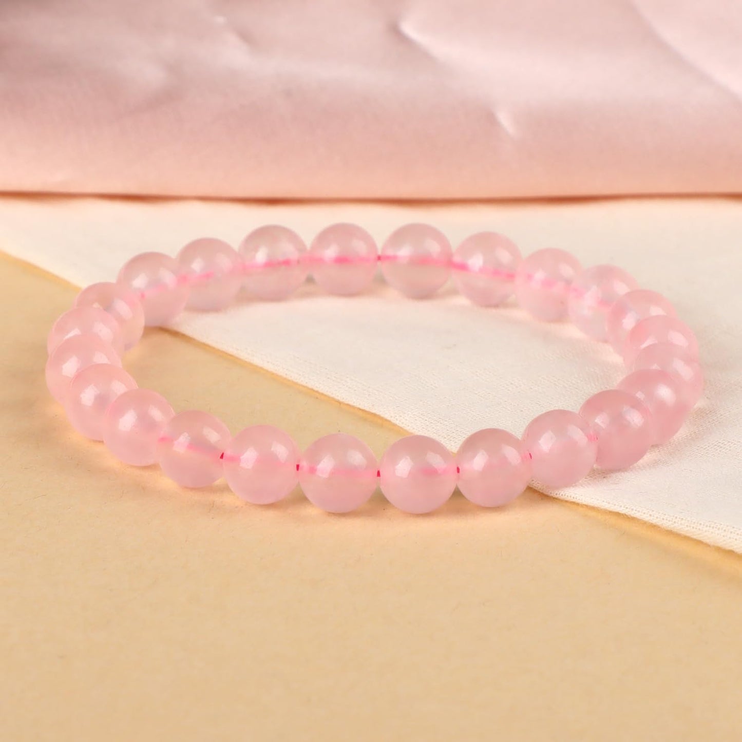 LPBeads Handmade Natural Gemstone Stretch Elastic 8mm Rose Quartz Bracelet Healing Crystal Round Stone Beads Jewelry Gifts for Women Men