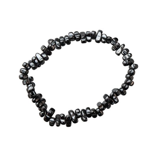 Natural Gemstone Bracelets, Chakra Crystal Healing Chip Stretch Bracelets, Gemstone Polished Irregular Crystals, Crystal Irregular Chips Beads Stretch Bracelets (Hematite)