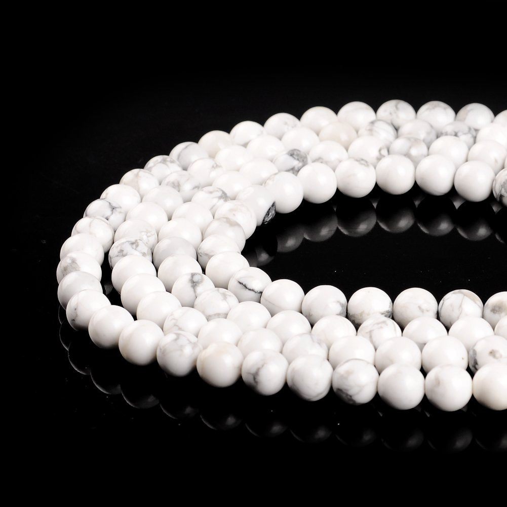 Natural Stone Beads 2mm White Howlite Gemstone Round Loose Beads Crystal Energy Stone Healing Power for Jewelry Making DIY,1 Strand 15"