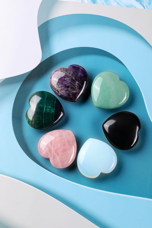 Jovivi 60mm Large Amethyst Crystal Heart Healing Crystals Heart Stones Polished Pocket Love Gemstones Chakra Reiki Energy Balancing Meditation Gift
