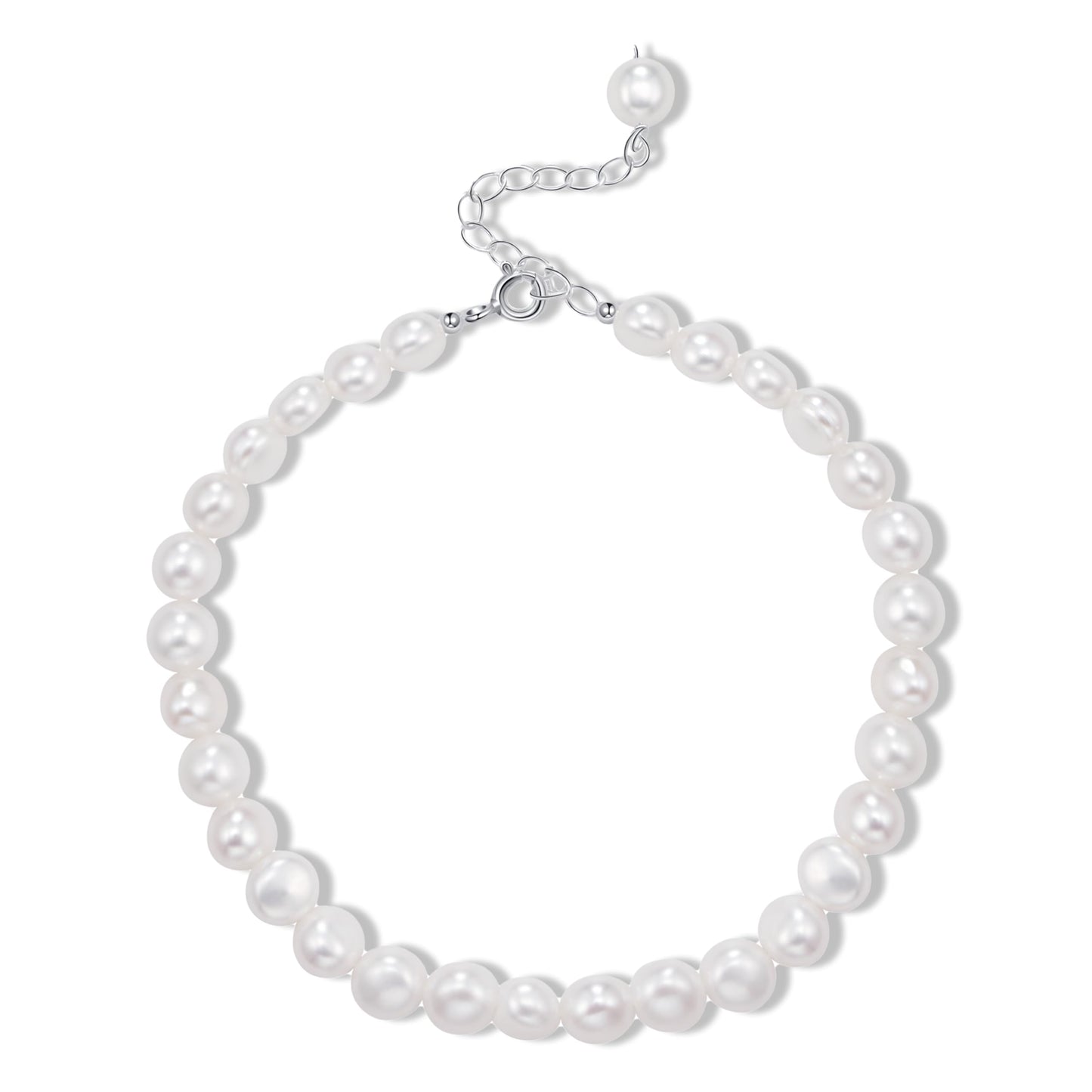 HENGSHENG Natural Baroque Pearls Link Bracelets for Women Freshwater Cultured Pearls Strand Bracelets Handpicked Pearl Elegant Jewelry - White