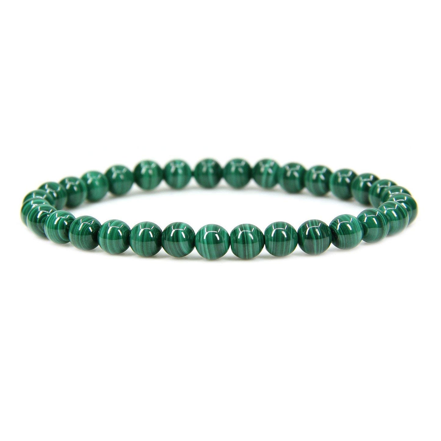 Angelstones Handmade Natural Malachite Healing Gemstone 6mm Round Beads Stretch Crystal Bracelet 7 Inch Unisex