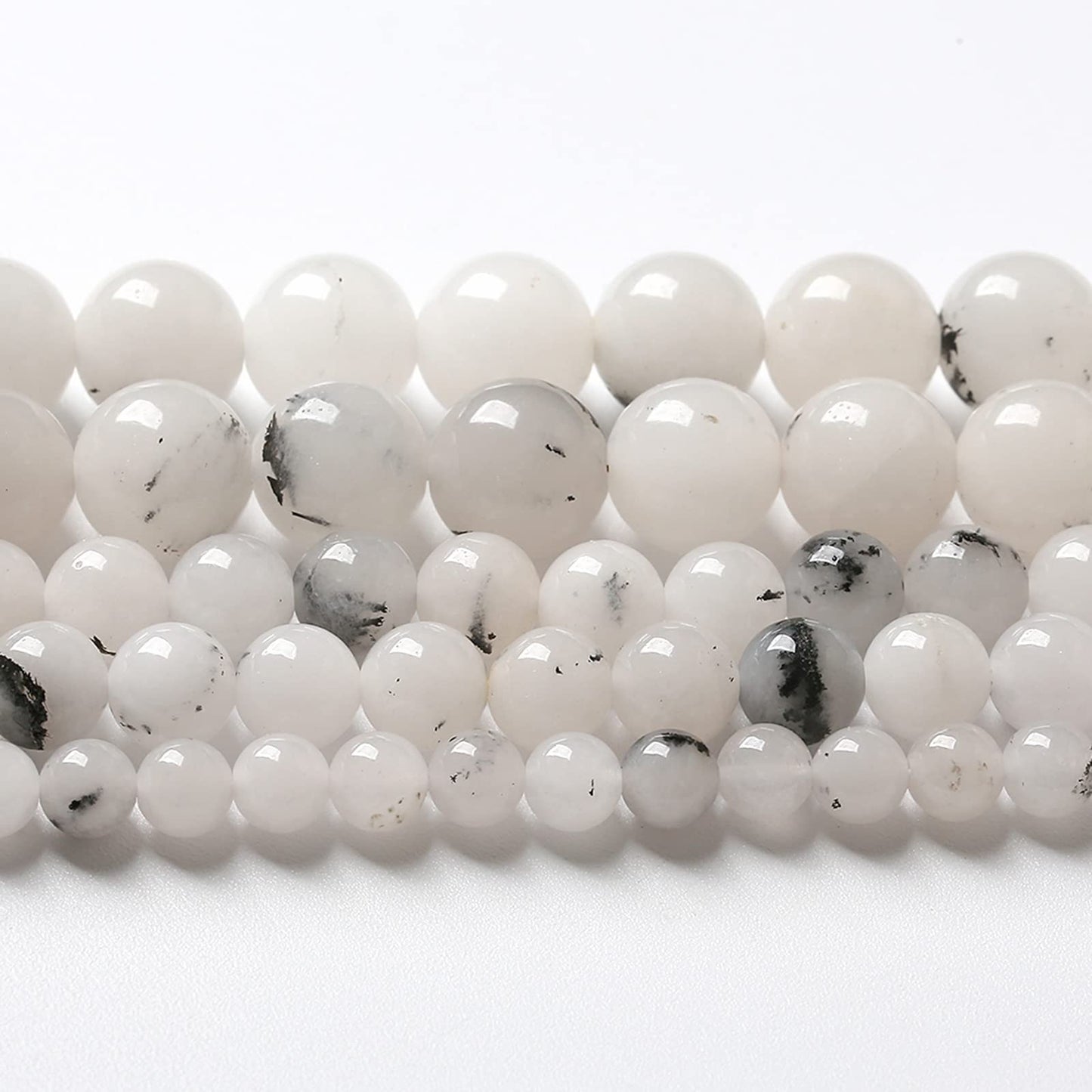 10MM 38PCS Natural Stone Ink Spots Jade Loose Beads for Jewelry Making DIY Bracelet Necklace