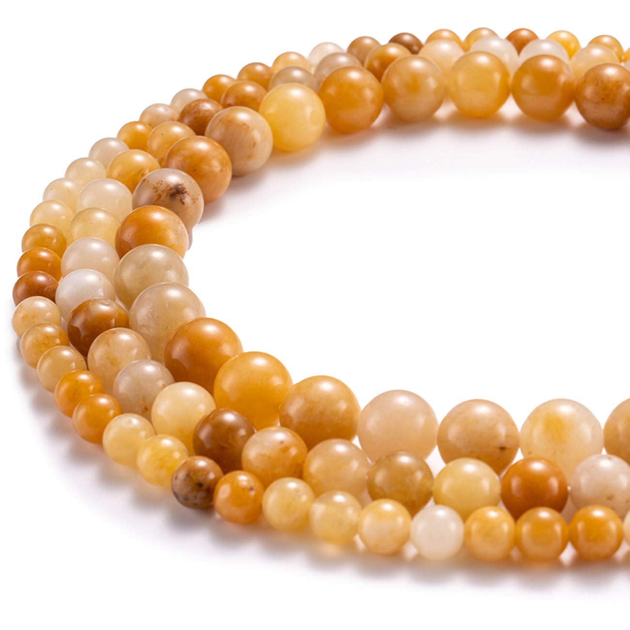BEADIA Natural Yellow Jade Stone Round Loose Semi Gemstone Beads for Jewelry Making 8MM 44PCS