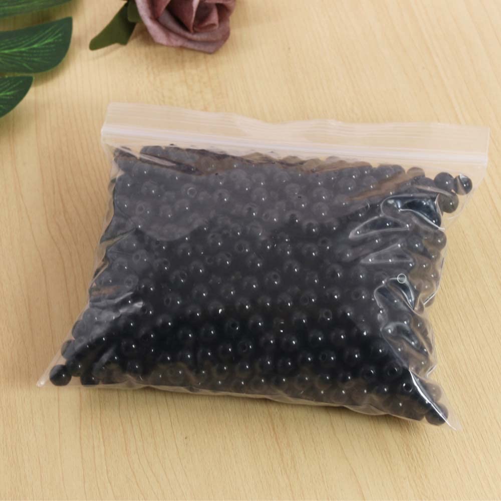 Pamir Tong 600PCS Black Glass Round Beads Bulk， Imitative Jade Beads, Lava Beads, Bracelet Loose Beads for Jewelry Making Earring, Necklaces, and DIY Crafts (8mm Black)