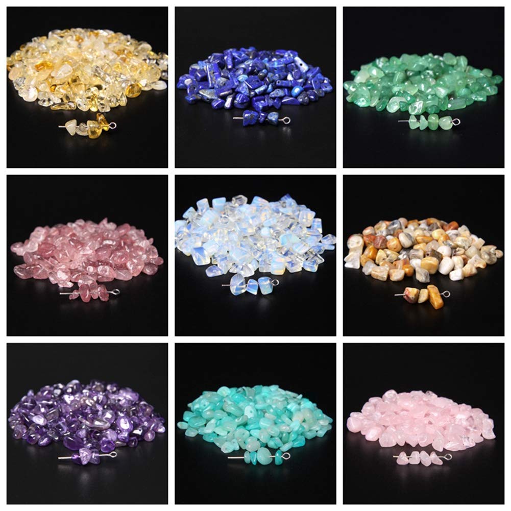 Natural Chip Stone Beads Strawberry Quartz 5-8mm About 400 Pieces Irregular Gemstones Healing Crystal Loose Rocks Bead Hole Drilled DIY for Bracelet Jewelry Making Crafting (5-8mm, Strawberry Quartz)