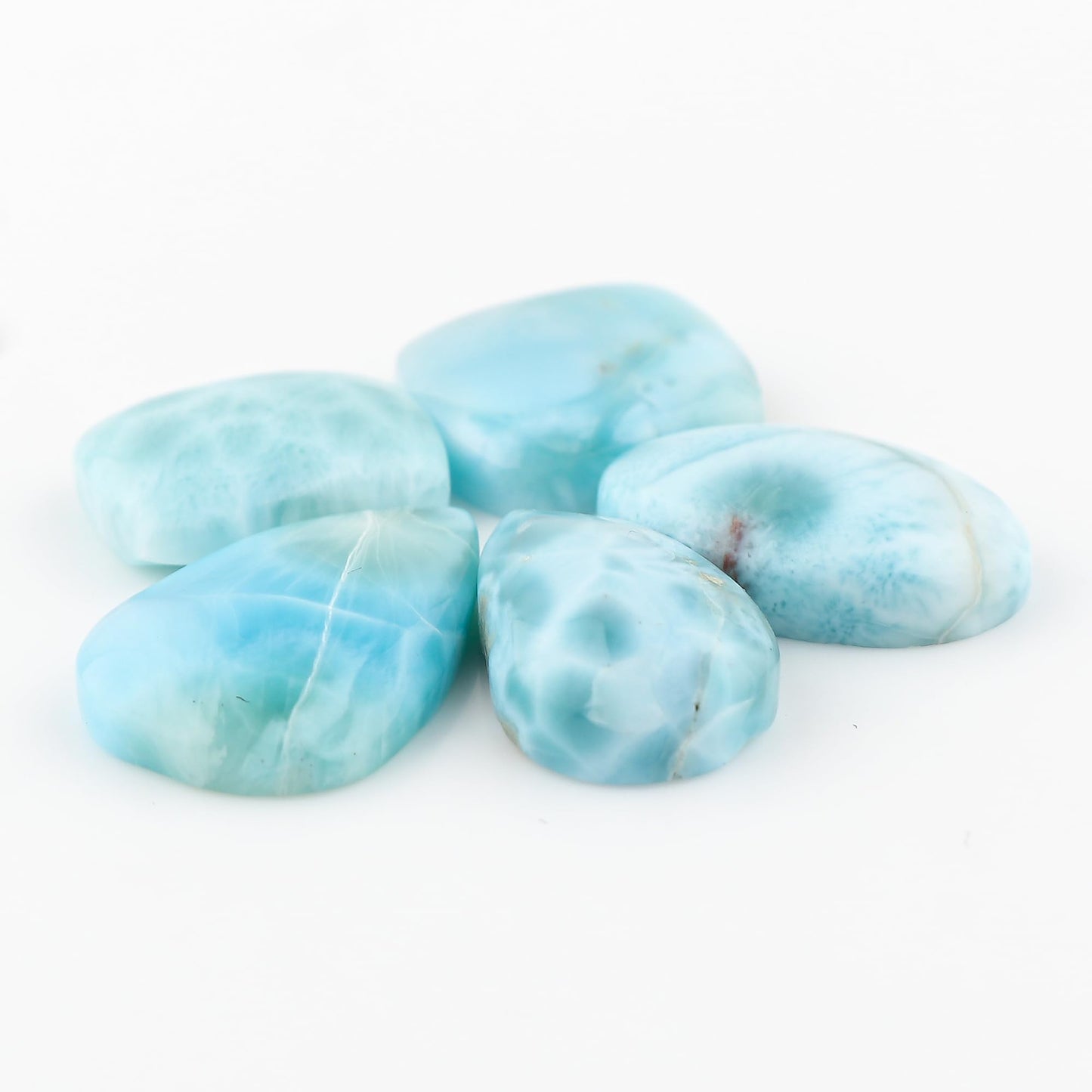 CRYSTALINES 5pcs, Wholesale Sky Blue Larimar Cabochons, Natural Polished Gemstones, DIY Jewelry Making, Bulk Loose Crystal Supplies, Chakra Healing Crystals, Wire Wrapping, Gem Collection