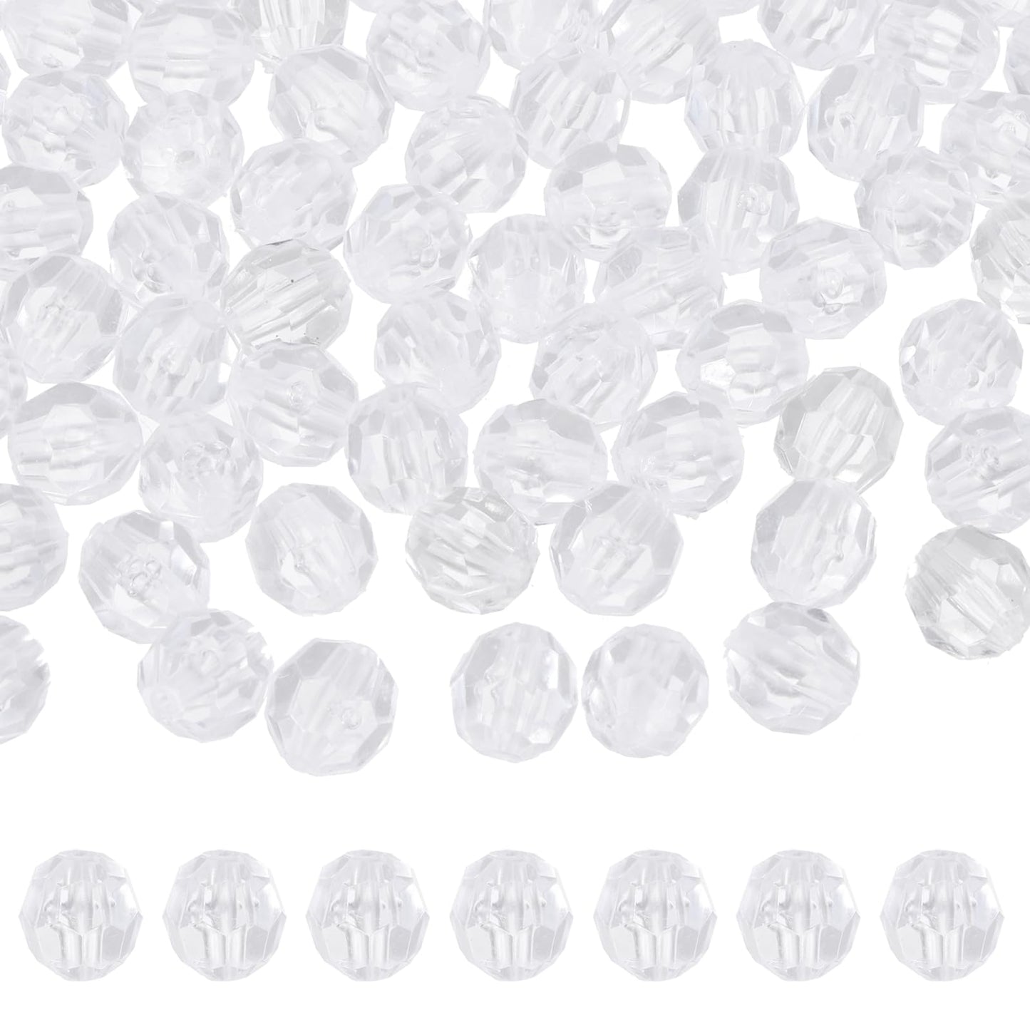 MECCANIXITY 400pcs Czech Faceted Bicone Beads 8mm Glass Spacer Bead Bulk for Jewelry Making & DIY Craft, Transparent