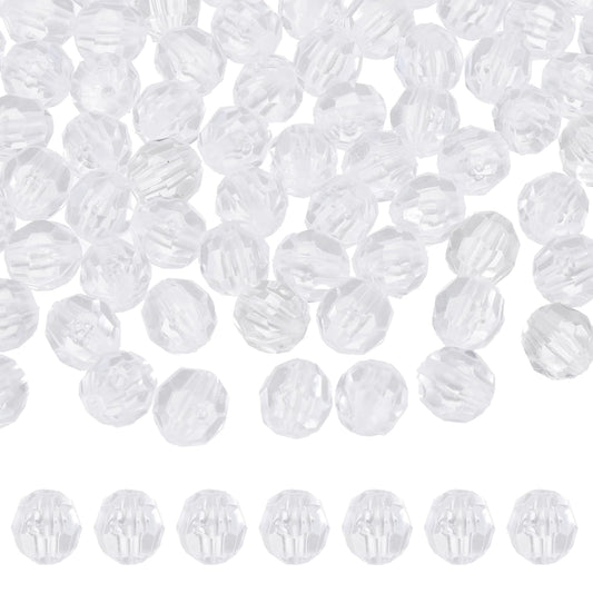 MECCANIXITY 400pcs Czech Faceted Bicone Beads 8mm Glass Spacer Bead Bulk for Jewelry Making & DIY Craft, Transparent