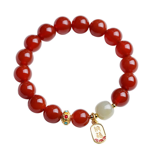 JungleRed Natural Red Agate Bracelet Women Teen Girls Dainty Adjustable bracelet Fashion Jewelry Gift, 0.32 inches