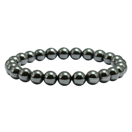 Amazing Gemstone Crystal Bracelet for Women Men's Gifts - Protection Healing Crystal Bracelet - 8mm Gemstone Beaded Stretchable Bracelet Pulseras Para Hombres Mujer Stocking Stuffers Mothers Day Gift (Hematite)