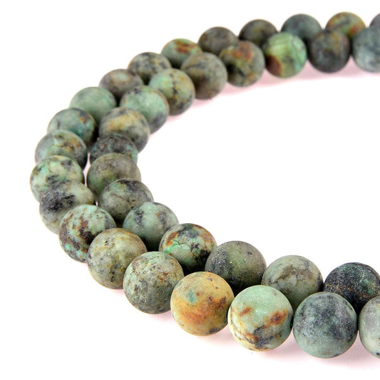 PLTbeads Natural Gemstone Loose Beads Matte Approxi 15.5 inch DIY Bracelet Necklace for Jewelry Making (10mm, Matte Africa Turquoise)
