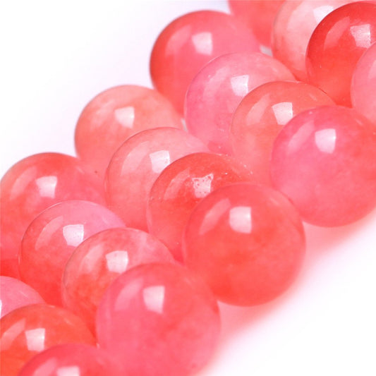 JOE FOREMAN 8mm Pink Jade Semi Precious Stone Round Rhodochrosite Color Loose Beads for Jewelry Making DIY Handmade Craft Supplies 15" Dyed Color
