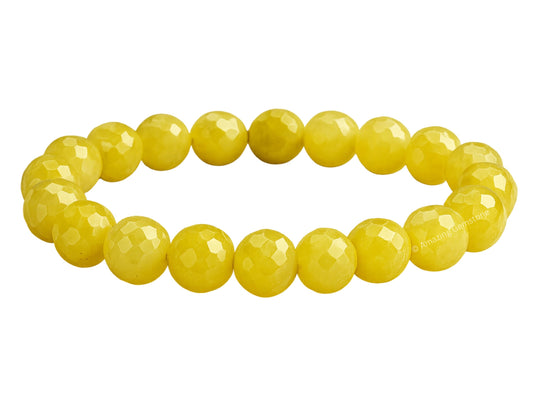 Amazing Gemstone Lemon Jade Bracelet for Women - Chakra Mens Bracelet Protection Crystals&Healing Stones - Bracelet Spiritual Meditation Gift Christmas Stocking Stuffers (Faceted Beaded Bracelet)
