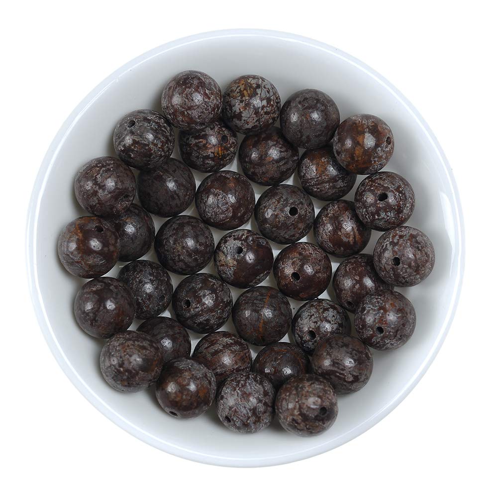 Natural Stone Beads 8mm Brown Snowflake Gemstone Round Loose Beads Crystal Energy Stone Healing Power for Jewelry Making DIY,1 Strand 15"