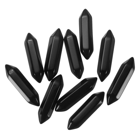 MECCANIXITY 10 Pack Black Quartz Crystals, Polished Crystals Bulk Hexagonal Shaped Meditation Gemstone for Jewelry Making Energy Balance Accessories Gifts