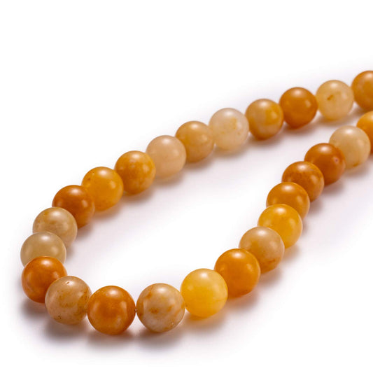 BEADIA Natural Yellow Jade Stone Round Loose Semi Gemstone Beads for Jewelry Making 8MM 44PCS