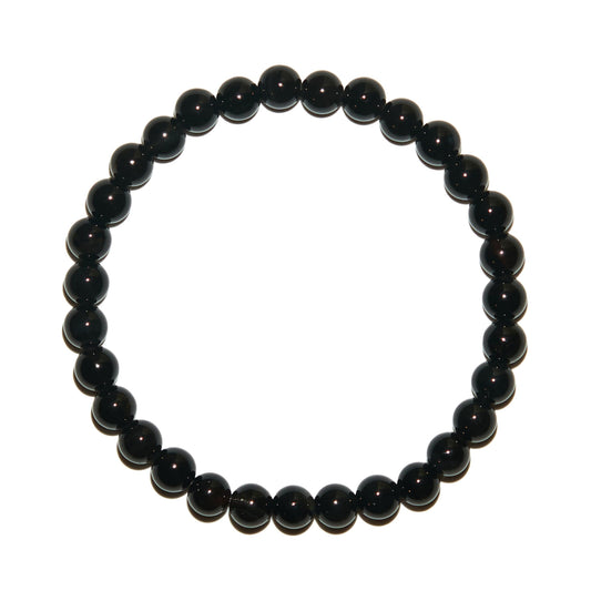 BANANE LAB Black Onyx Bracelet for Men Women 6mm - Real Natural Crystal Bead Stretch Bracelets - Standard 6.5" Wrist Fit with DIY Repair Kit (Elastic String & Extra Beads) - Classic Healing Jewelry