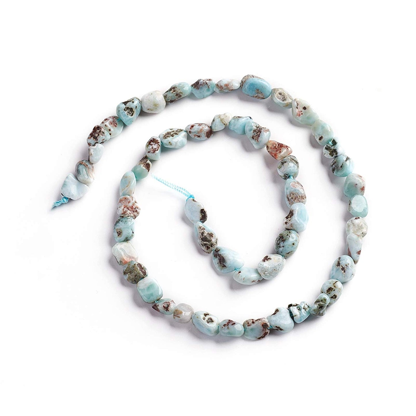 Fashewelry 48Pcs Irregular Natural Larimar Beads Nugget Tumbled Chakra Gemstone Beads Crystal Healing Drilled Loose Beads 6.5~9.5x5.5-7.5mm for Earring Bracelet Necklace Jewelry Making