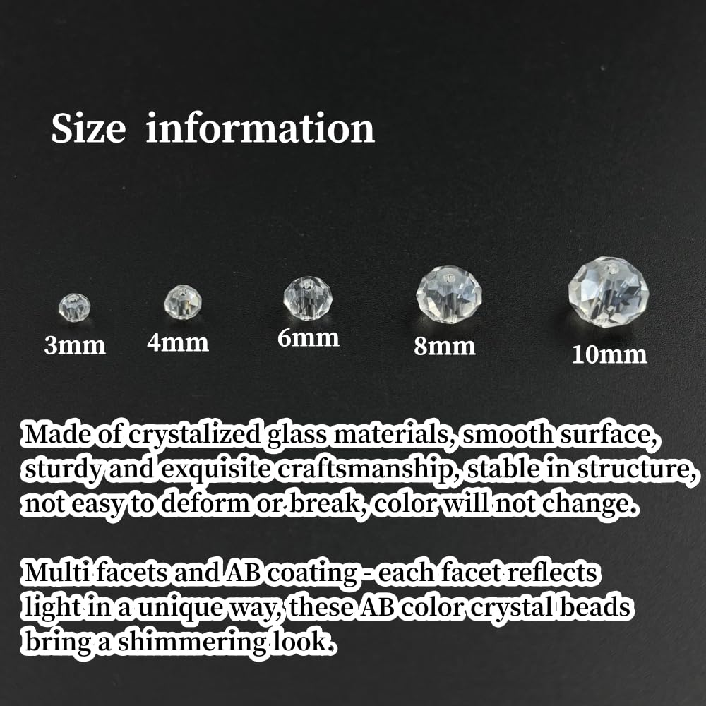 YHYPOCI 50pcs 10mm Crystal Glass Beads for Crafts Faceted Rondelle Glass Beads for Jewelry Making Crystal Spacer Beads for Necklaces Bracelets Earrings DIY Craft(Transparent AB)