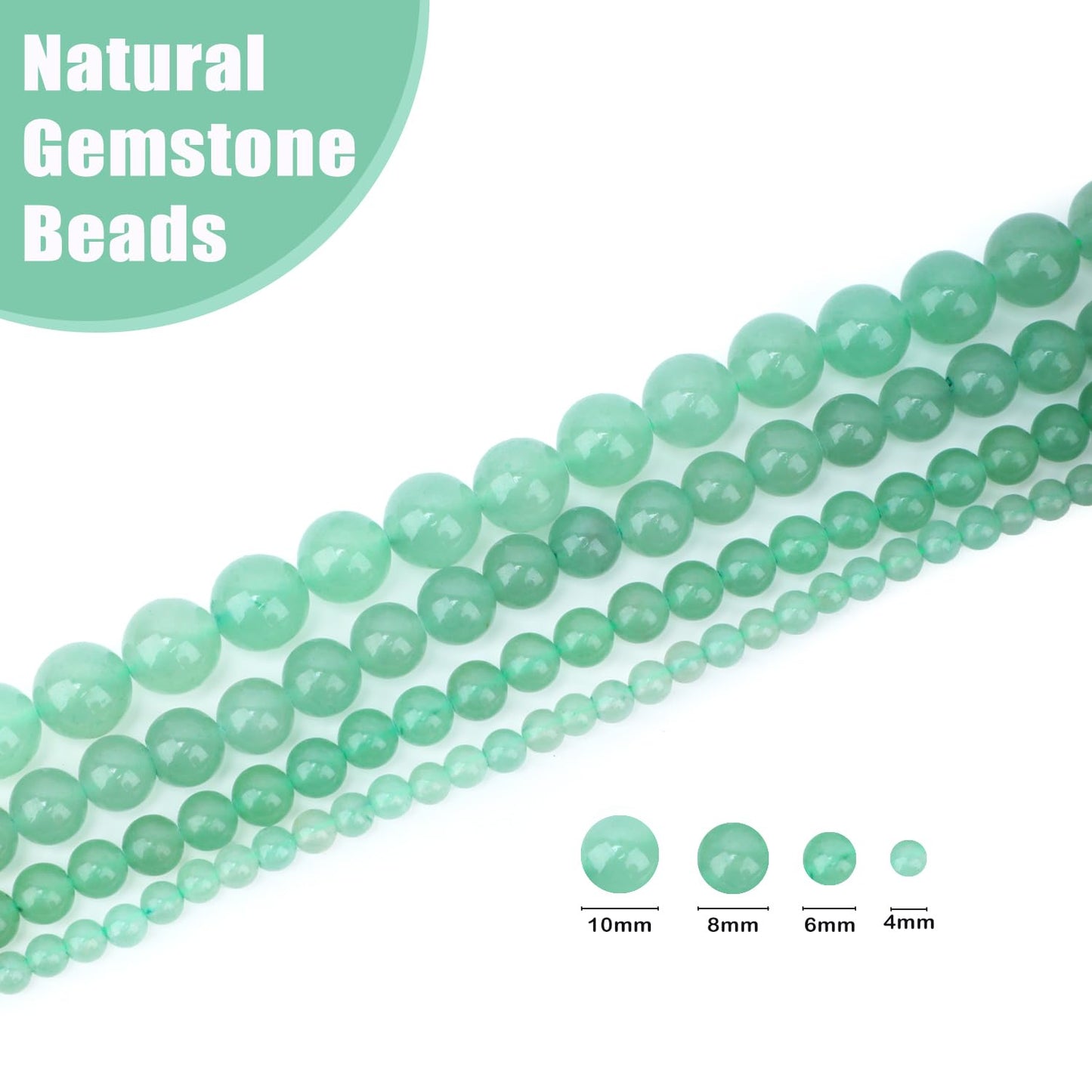 CMBYN Natural Stone Beads Round Genuine Real Stone Beading Strand Loose Gemstones DIY Smooth Bead for Bracelet Necklace Earrings Jewelry Making (Green Aventurine, 4mm 90 Pieces)