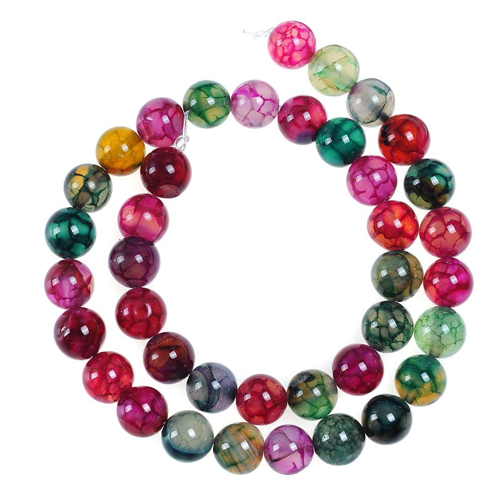 Stone Beads 10mm Multi-Color Tourmaline Gemstone Round Loose Beads Crystal Energy Stone Healing Power for Jewelry Making DIY,1 Strand 15"