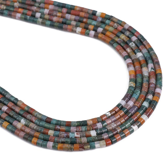 BEADIA Natural Indian Agate Spacer Beads Caps Flat Round Loose Beads for Beading Jewelry Making 3mmx2mm 38cm