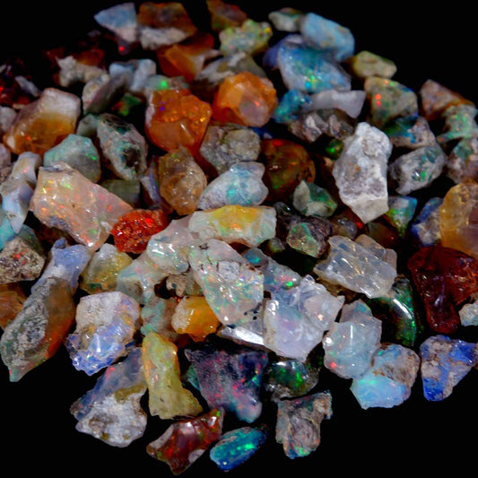 dadu_creation 100% Beautiful 100% Natural Multi Power Ethiopian Opal Rough LOT Stately JG-104