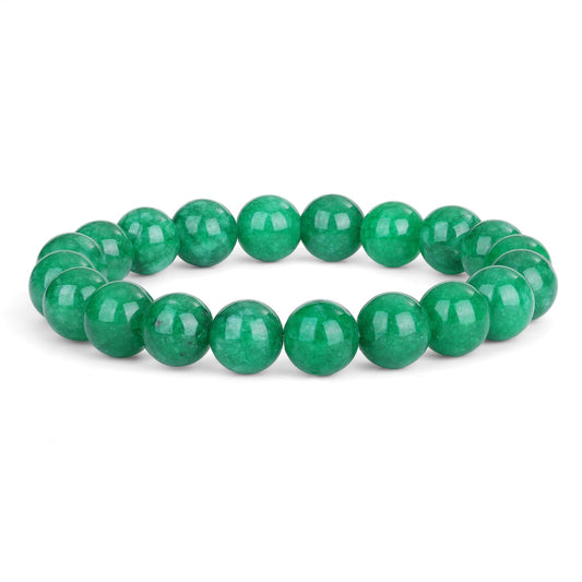 Green Jade Bracelet for Women | Natural Real Jade Crystal Beaded Stretch Bracelet 10mm | Gift for Her Luck Prosperity Healing Gemstone Jewelry