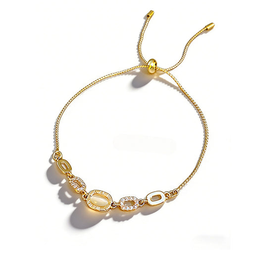 Women's Link Bracelets Dainty Adjustable Bracelets for Women Rhinestone Wedding Jewelry Yellow Gold