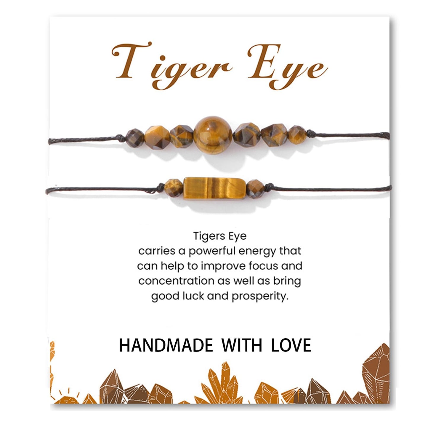 THSOGO 2Pcs Tiger Eye Bracelet Natural Stone Beaded Bracelet Handmade Adjustable Jewelry for Men Women Gifts for Him Her