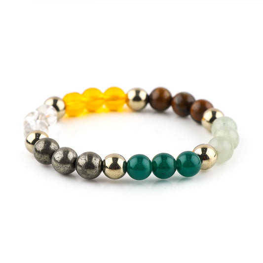 CRYSTALIS Wealth Bracelet, Mix Gemstone Crystals Bracelet for Boosting Money and Good Luck - 8mm Beaded Bracelet for Women Men Unisex - Elastic Adjustable Size