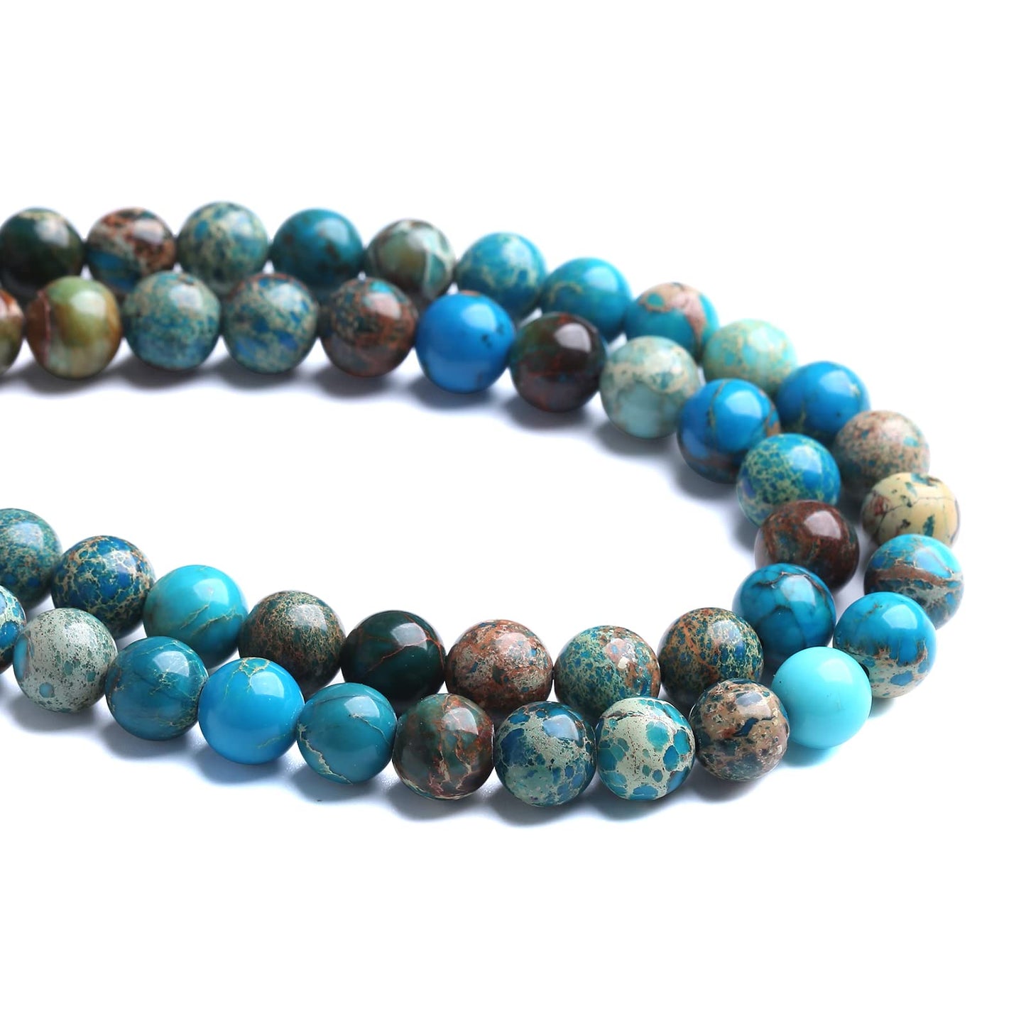 8MM 45PCS Natural Stone Blue Sea Sediment Impression Jade Spacer Loose Beads for Jewelry Making DIY Bracelet Necklace