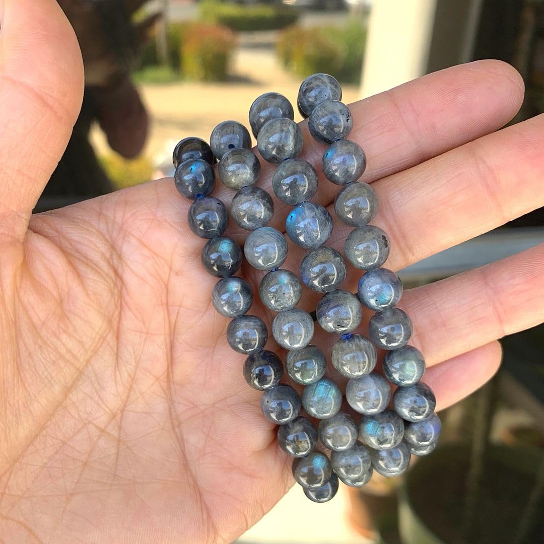 Adabele Real Natural Grade A Labradorite Gemstone Beaded Bracelet 7 inch Stretch Chakra Healing Crystal Stone Jewelry Energy Quartz Rock GB8-10