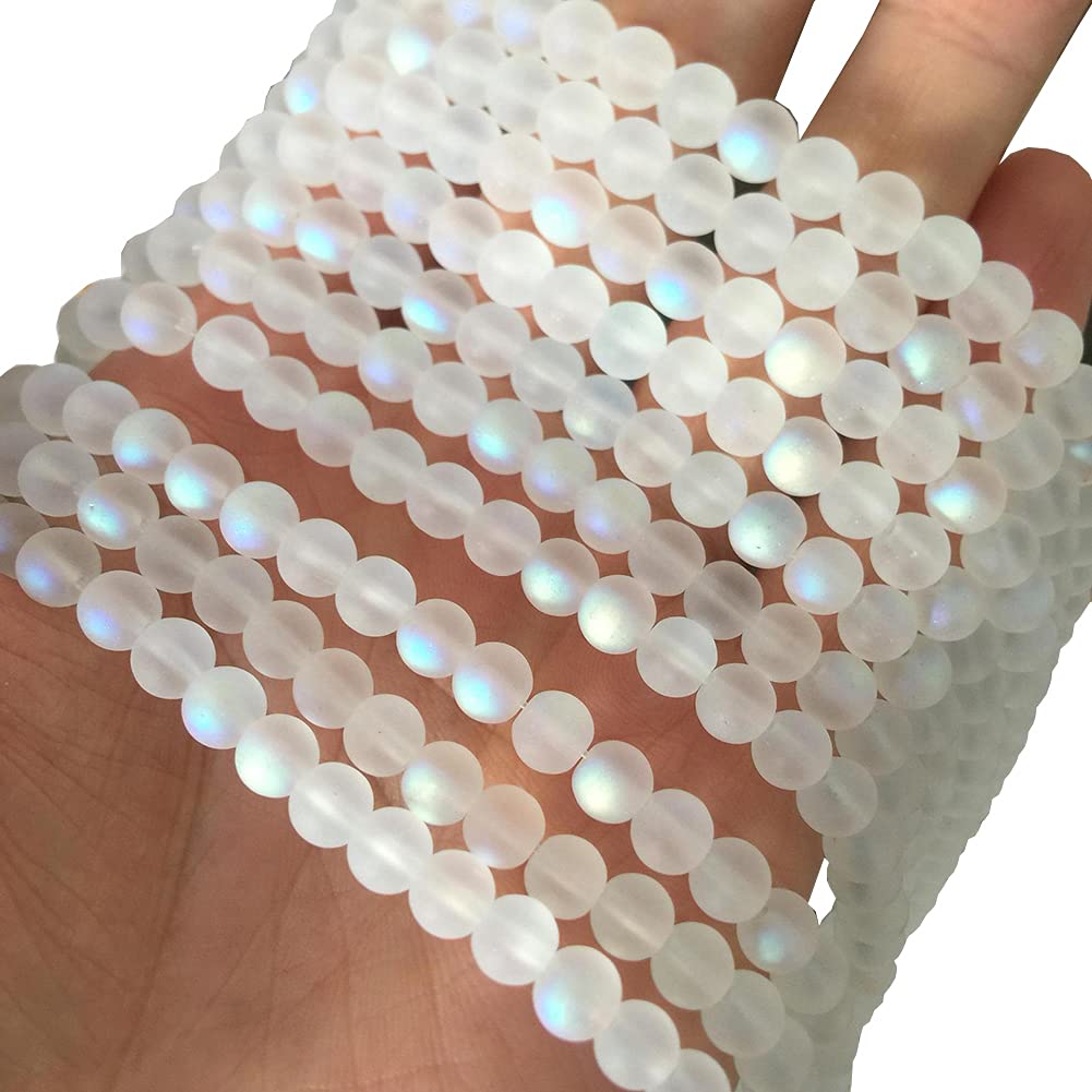 ccHuDE 200 Pcs Matte Crystal Glass Beads Mermaid Aurora Beads with Hole Jewelry Making Crafts DIY 8mm