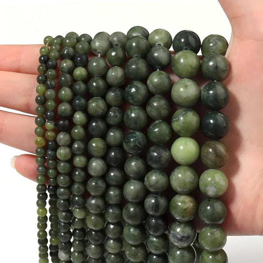 Zenkeeper 108 Pcs Green Jade Beads for Jewelry Making 8 MM Green Jade Gemstones Loose Stone Beads