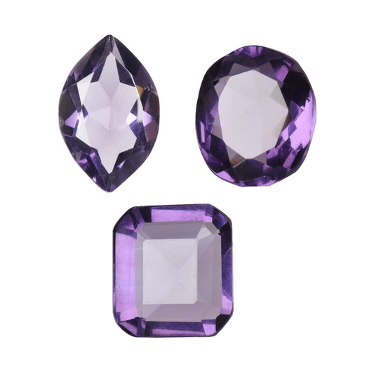 GEMHUB Brazilian Top Ranking 80.00 Carats Violet Amethyst Mix Shape Set of 3 Pcs Violet Amethyst Loose Gemstone Beads