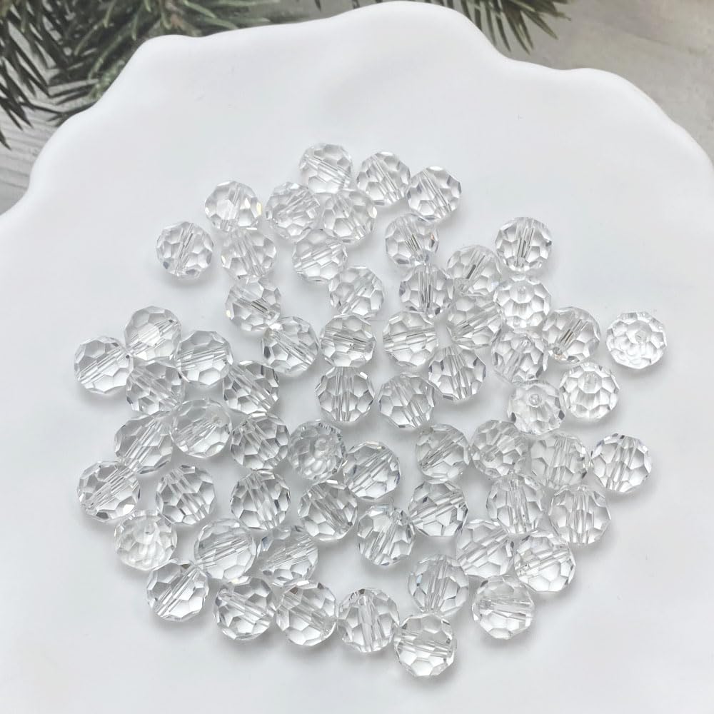 LIMAOLLY 400pcs 4mm Faceted Crystal Glass Beads Round Spacer Beads for Jewelry Making DIY Craft Making Necklace Bracelet Earring Wind Chimes Suncatchers Ornament(502-Crystal Clear)