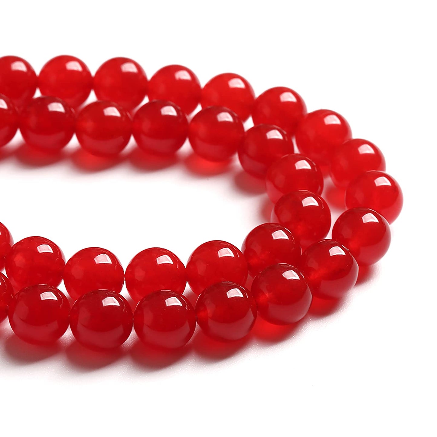 10MM 36PCS Natural Stone Red Chalcedony Jade Round Loose Beads for Jewelry Making DIY Bracelet Necklace