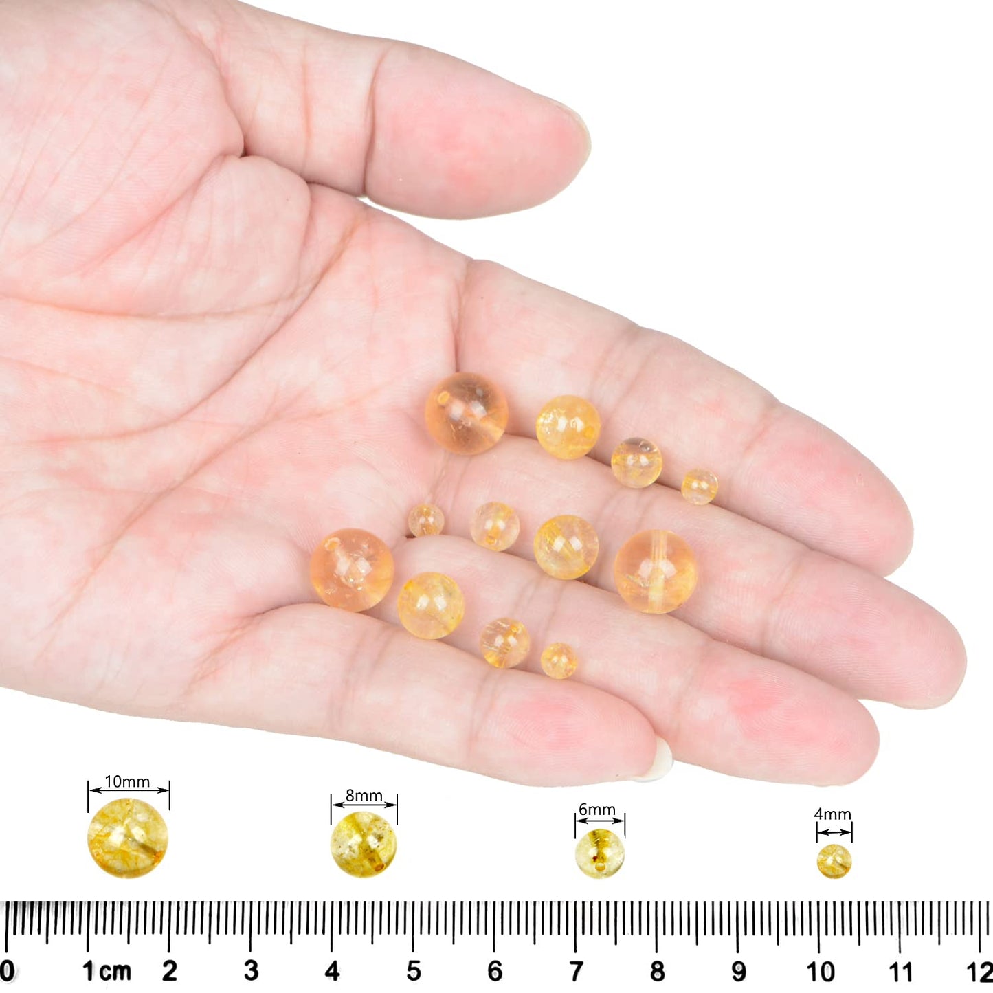 AD Beads Natural Gemstone Round Loose Beads 15" for Bracelet Necklace Earrings Jwelery Making Crafts DIY (6mm, Citrine Crystal)