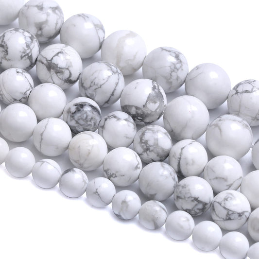 6MM 60PCS Natural Stone White Howlite Turquoise Crystal Beads for Jewelry Making DIY Bracelet
